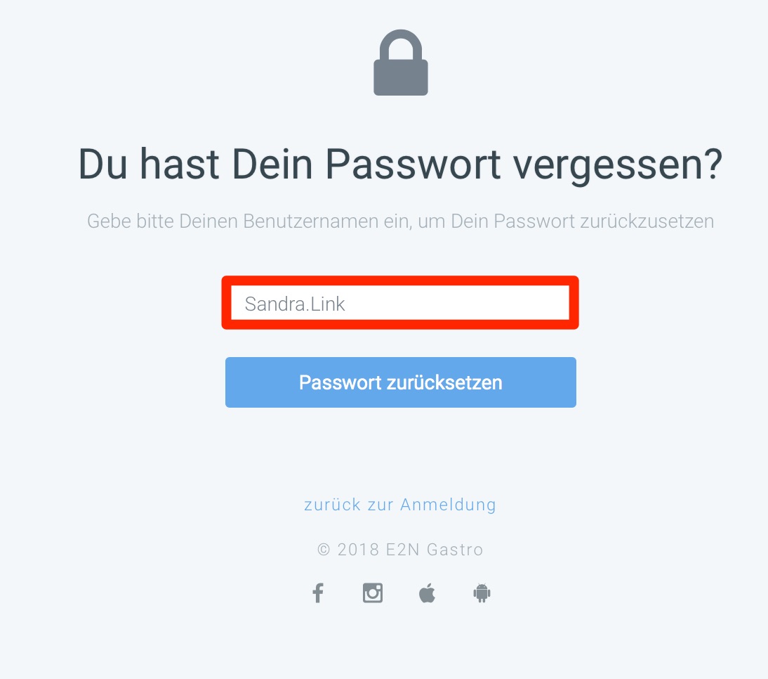 Passwort vergessen (e2n perso)